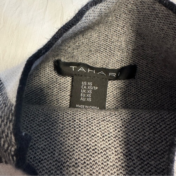 Tahari Womens Sweater Top Black White Plaid Mock Neck Preppy Long Sleeve XS NWOT - Picture 5 of 8